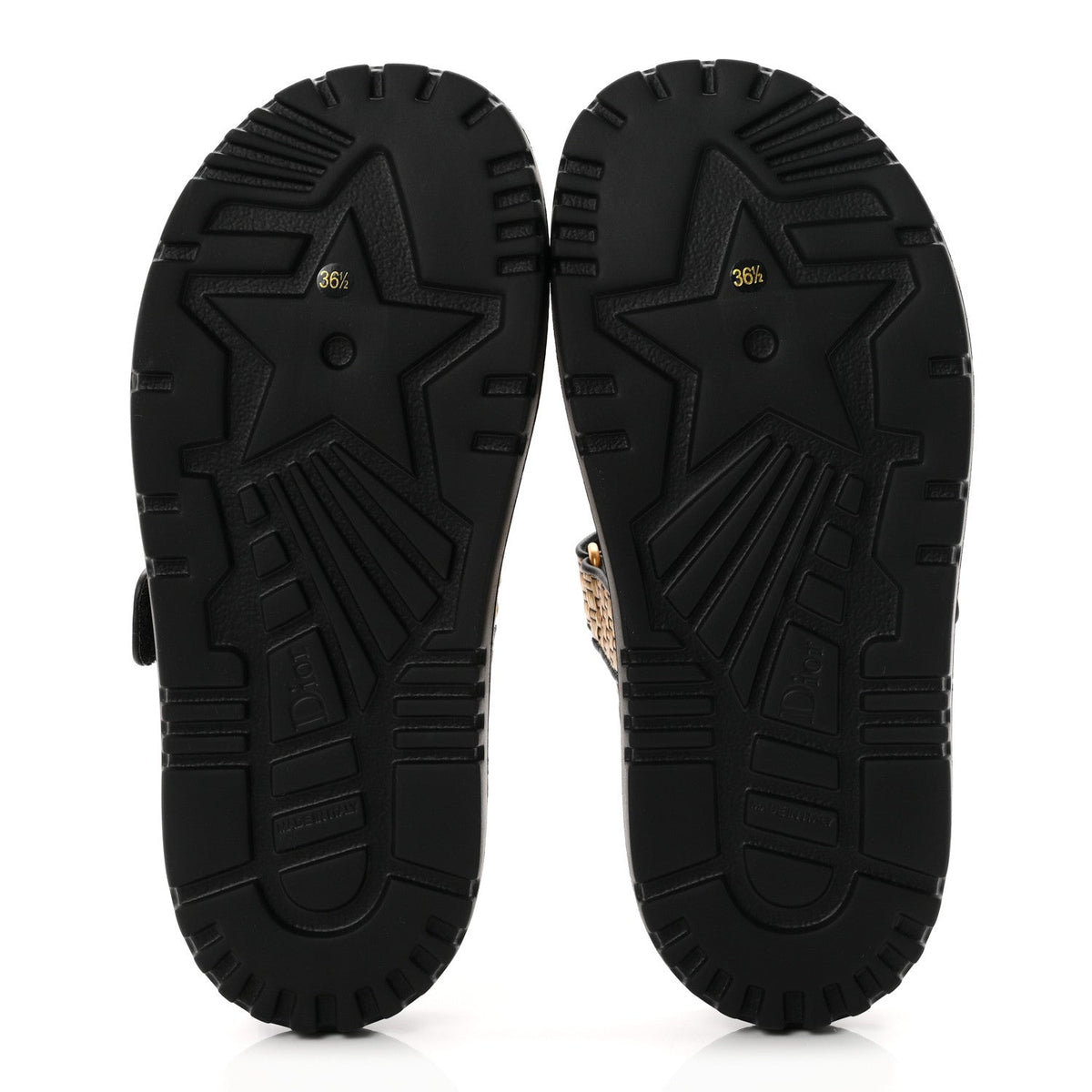 Raffia Dioract 10mm Slide Sandals 36.5 Straw Black