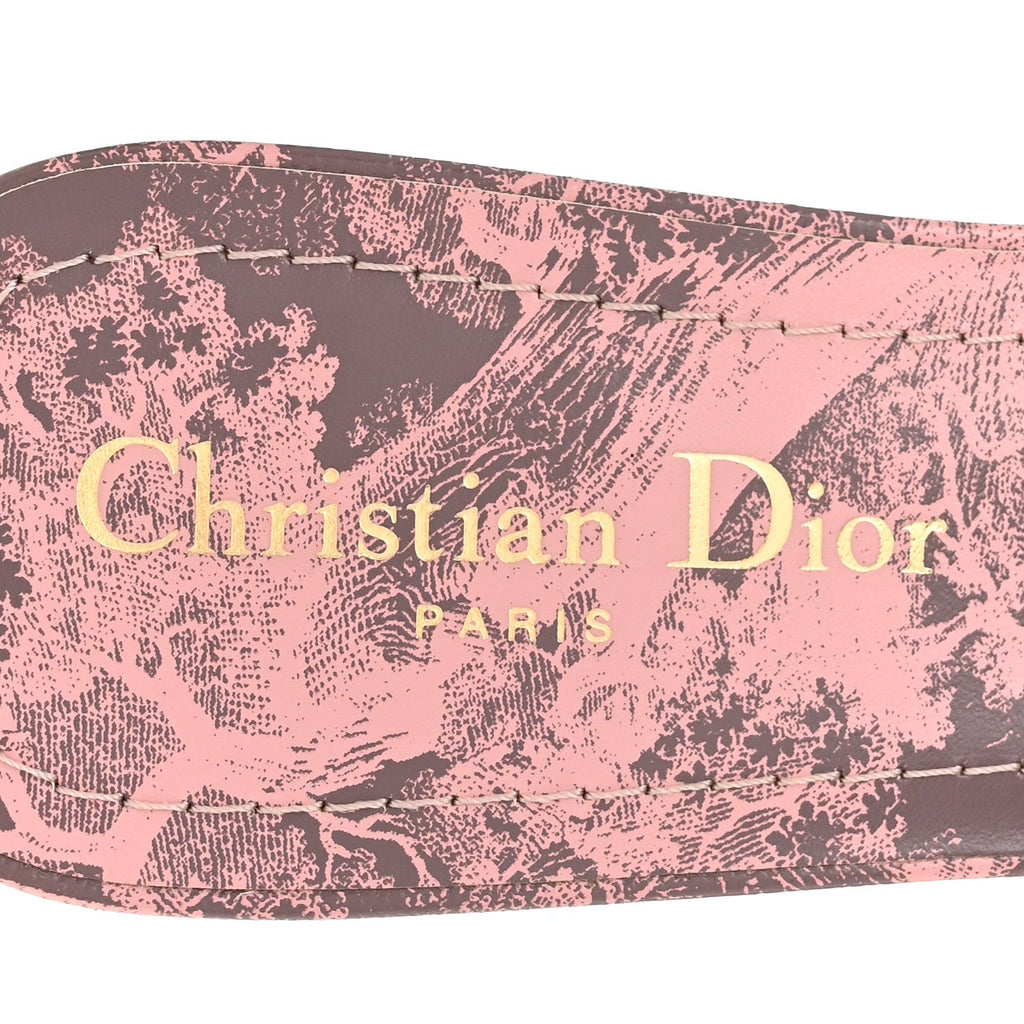 Canvas Toile De Jouy Embroidered Dway 35mm Slide Sandals 38.5 Quartz Grey