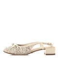 Tweed Cannage Slingback Ballet Pumps 39 White Gold