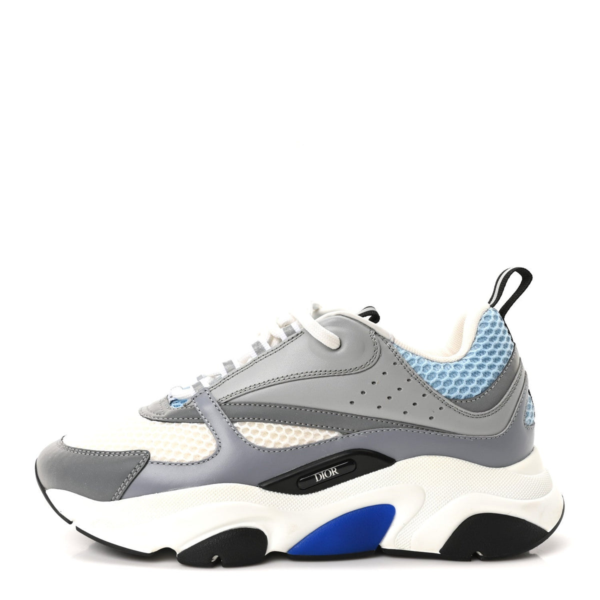 Technical Mesh Calfskin Mens B22 Sneakers 38 White Blue Grey