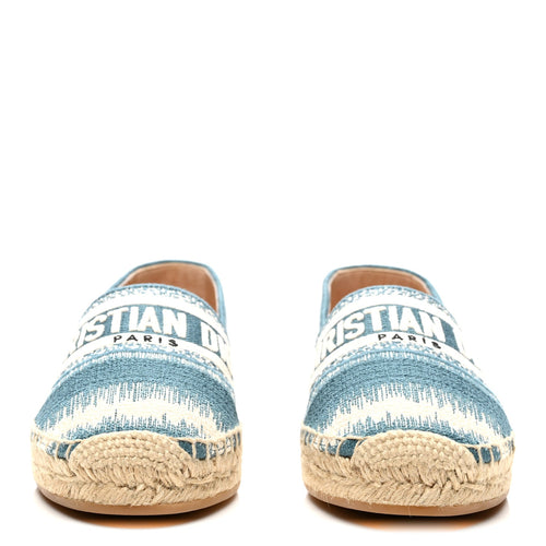 Cotton D-Stripes Embroidered Granville 15mm Espadrilles 37.5 Deep Ocean