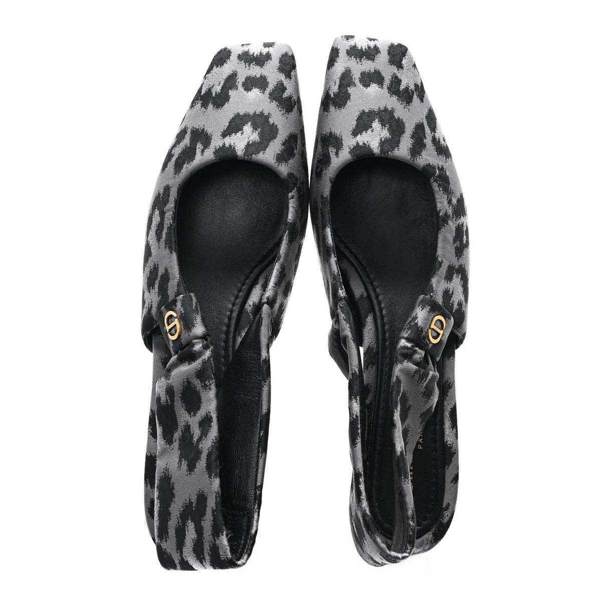 Nylon Leopard Print Mizza Slingback Pumps 40 Grey Multicolor
