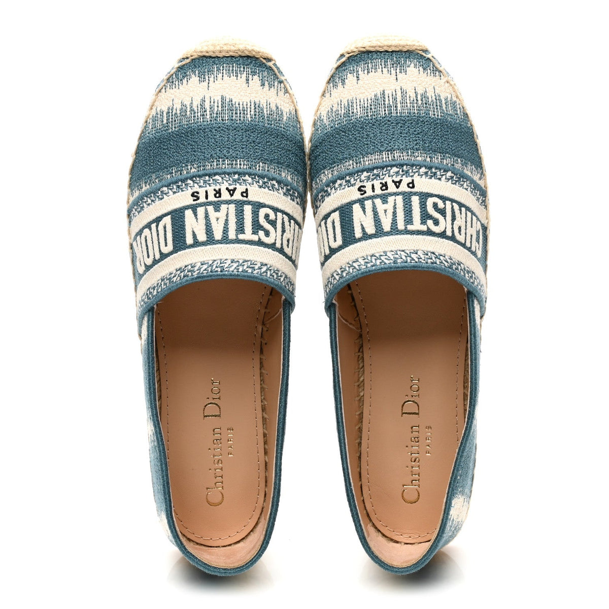 Cotton D-Stripes Embroidered Granville 15mm Espadrilles 37.5 Deep Ocean