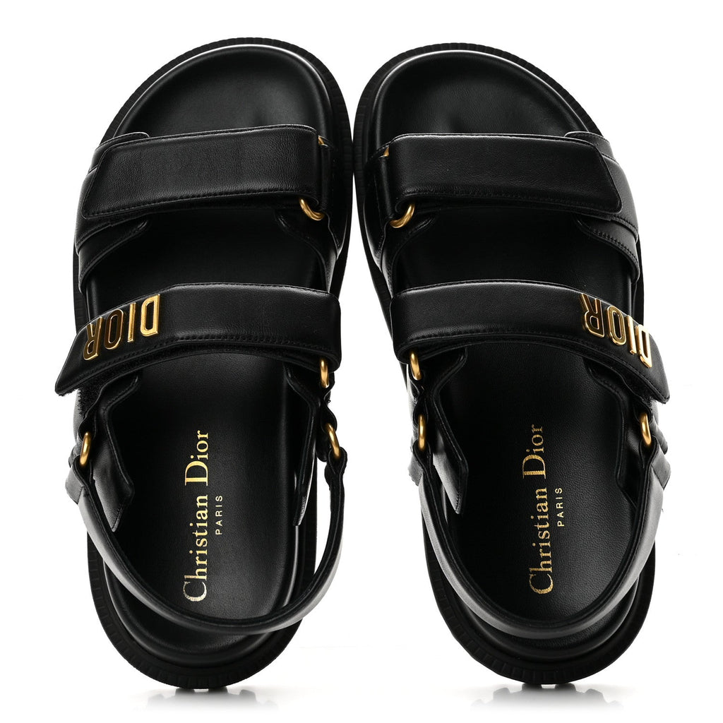 Lambskin Dioract 10mm Sandals 36.5 Black