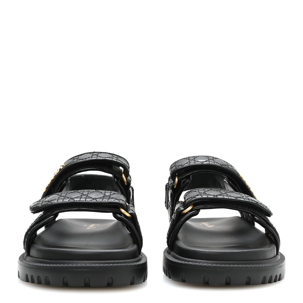 Calfskin Cannage Dioract 10mm Sandals 36 Black
