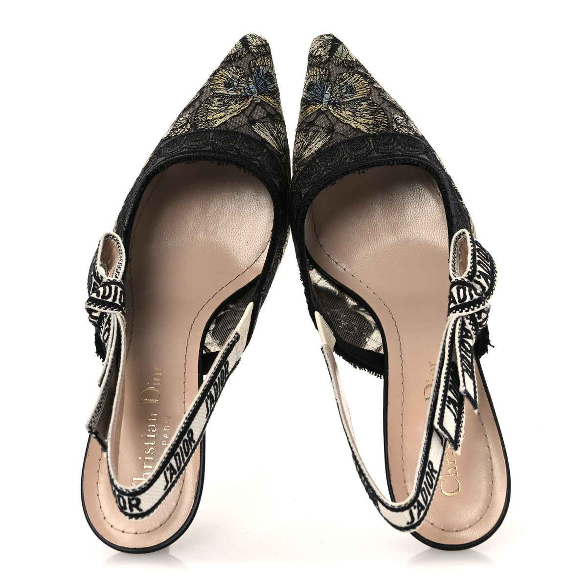 Mesh Butterly Embroidered J'Adior Slingback 65mm Pumps 36 Black