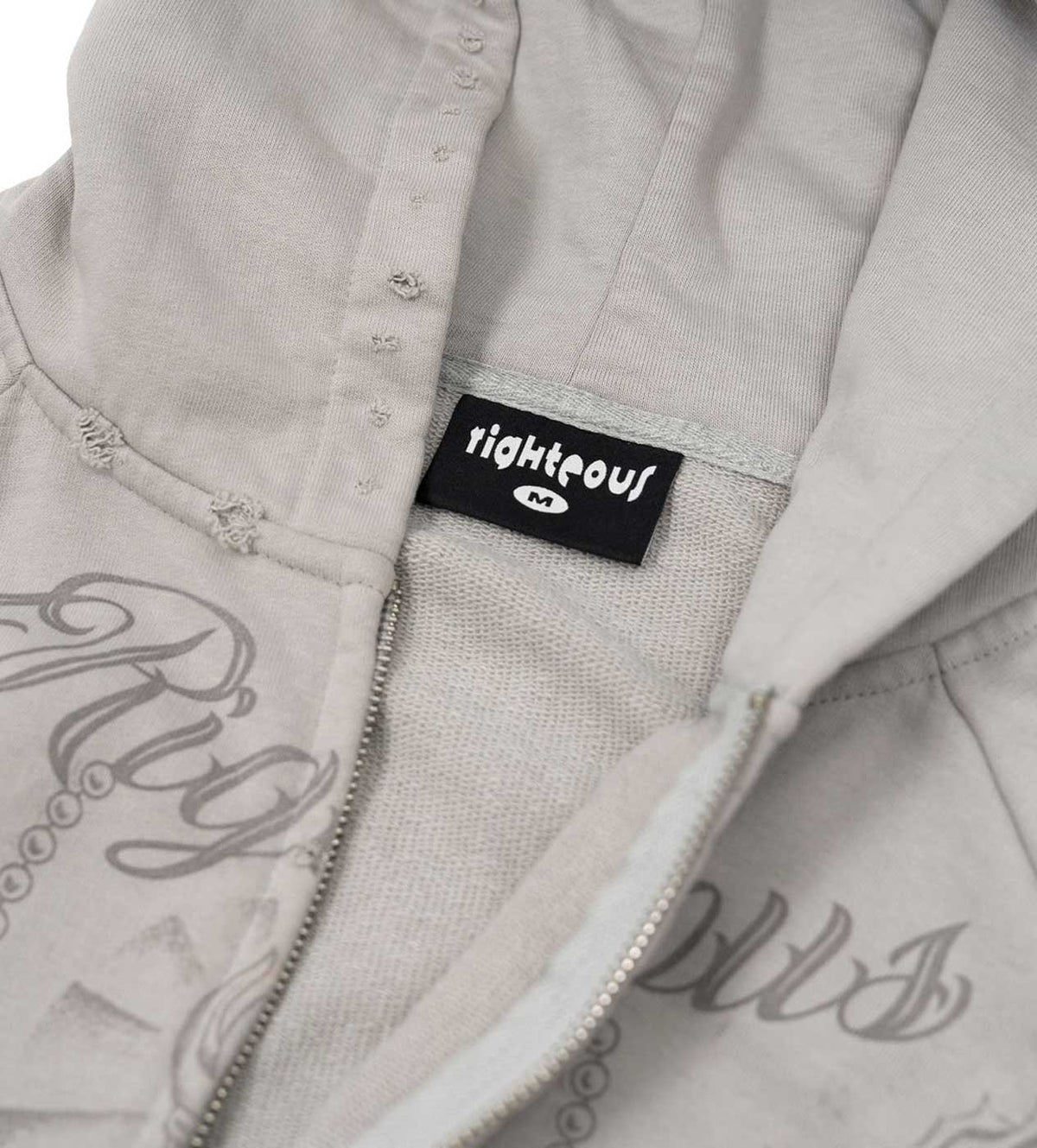 Righteous Tattoo Zip Up Hoodie Grey