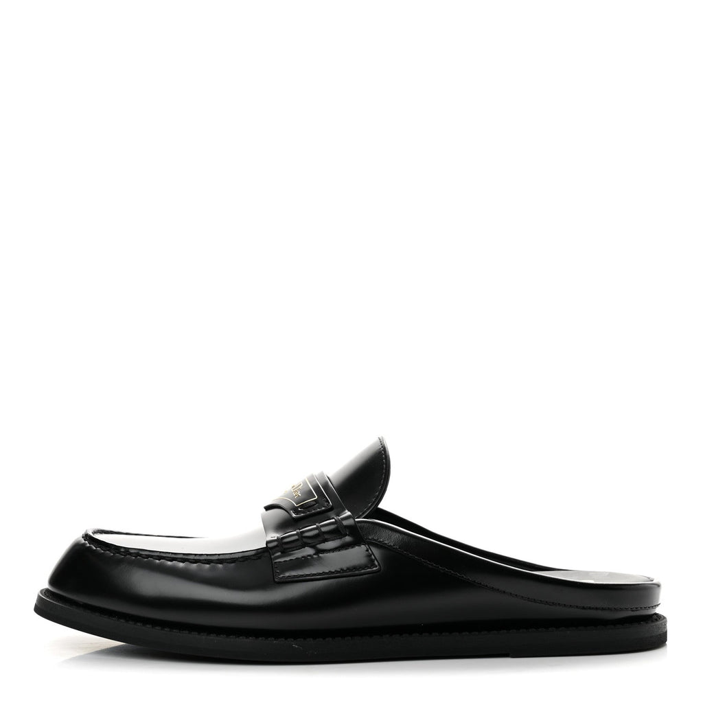 Brushed Calfskin Boy Loafer Mule 38 Black