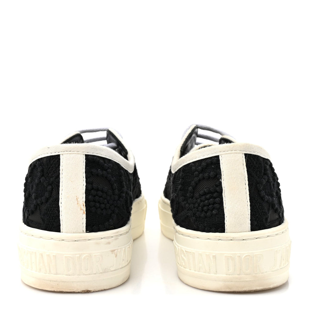 Macramé Embroidered Cotton Womens Walk'N'Dior Low Top Sneakers 36 Black White