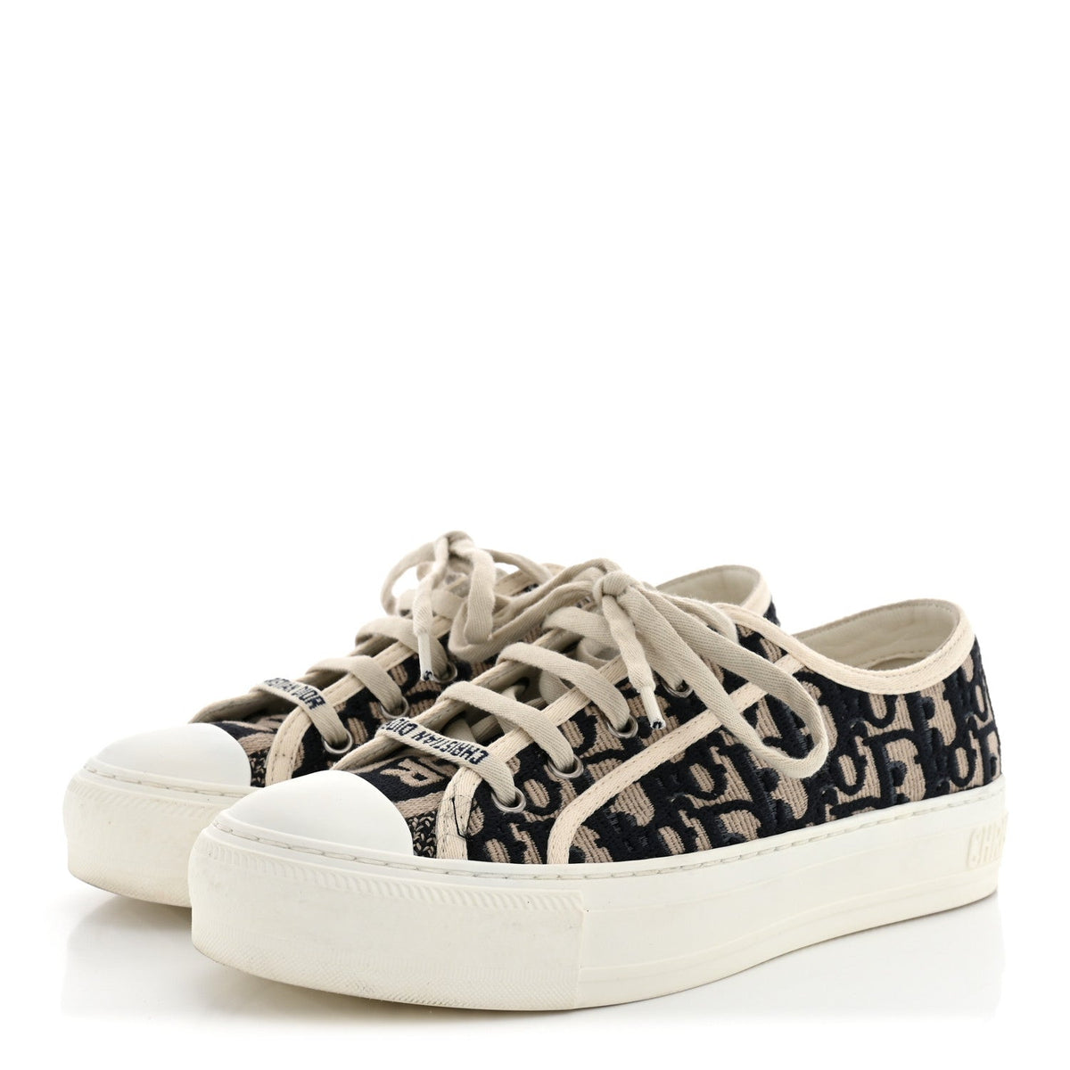 Canvas Oblique Walk'N'Dior Low Top Sneakers 36 Deep Blue
