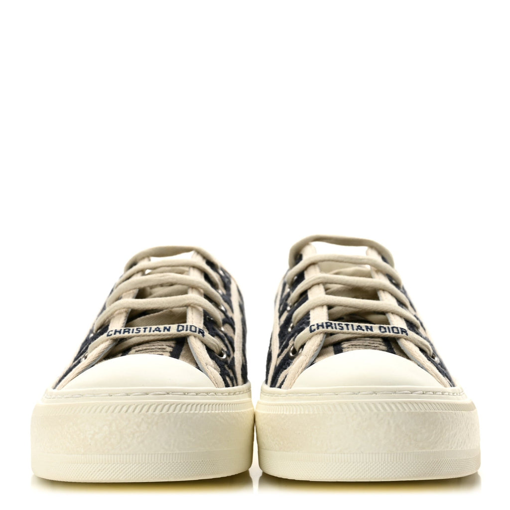 Canvas Oblique Walk 'N' Dior Low Top Sneakers 37.5 Deep Blue