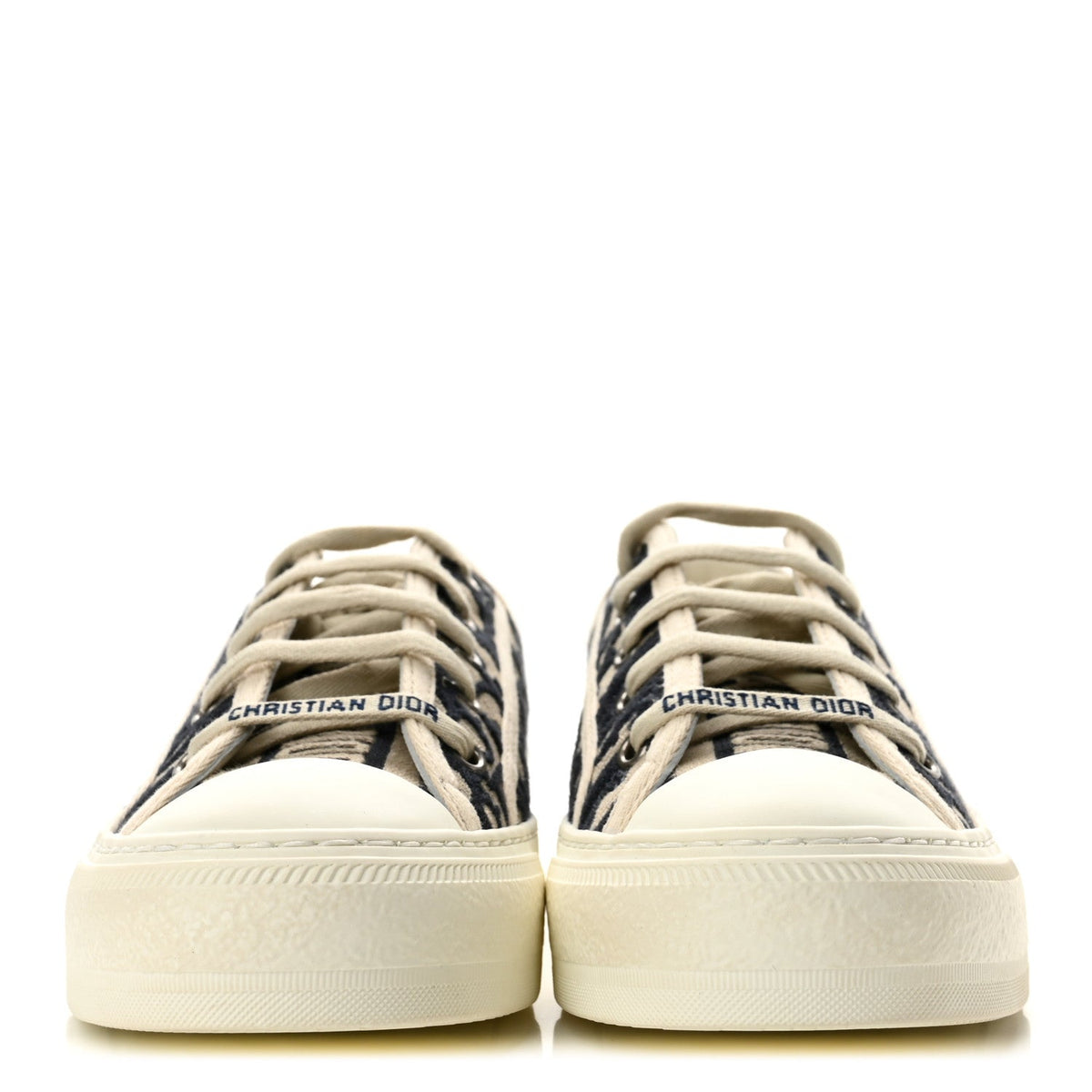 Canvas Oblique Walk 'N' Dior Low Top Sneakers 37.5 Deep Blue