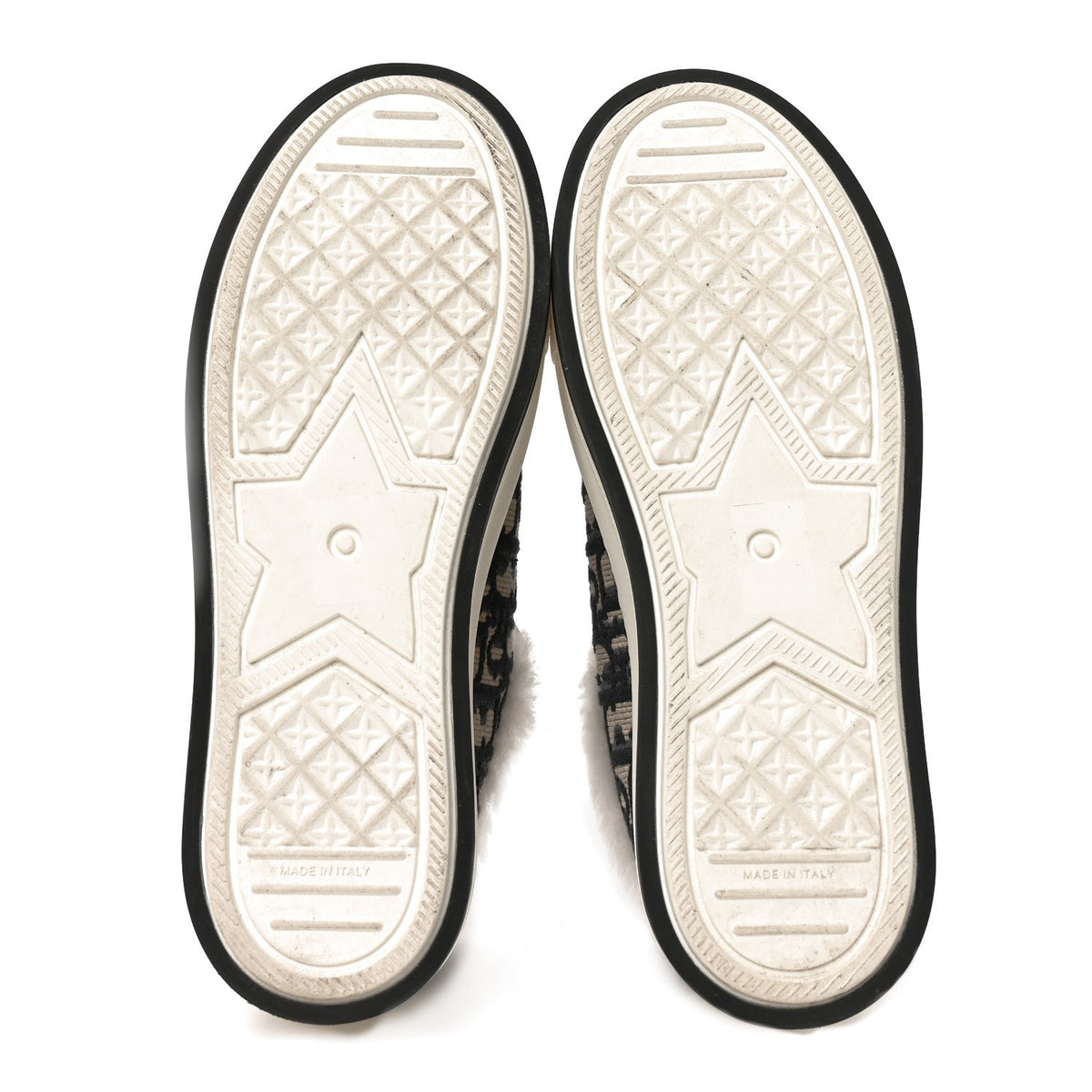 Canvas Oblique Shearling Walk'N'Dior Platform Sneakers  38.5 Deep Blue