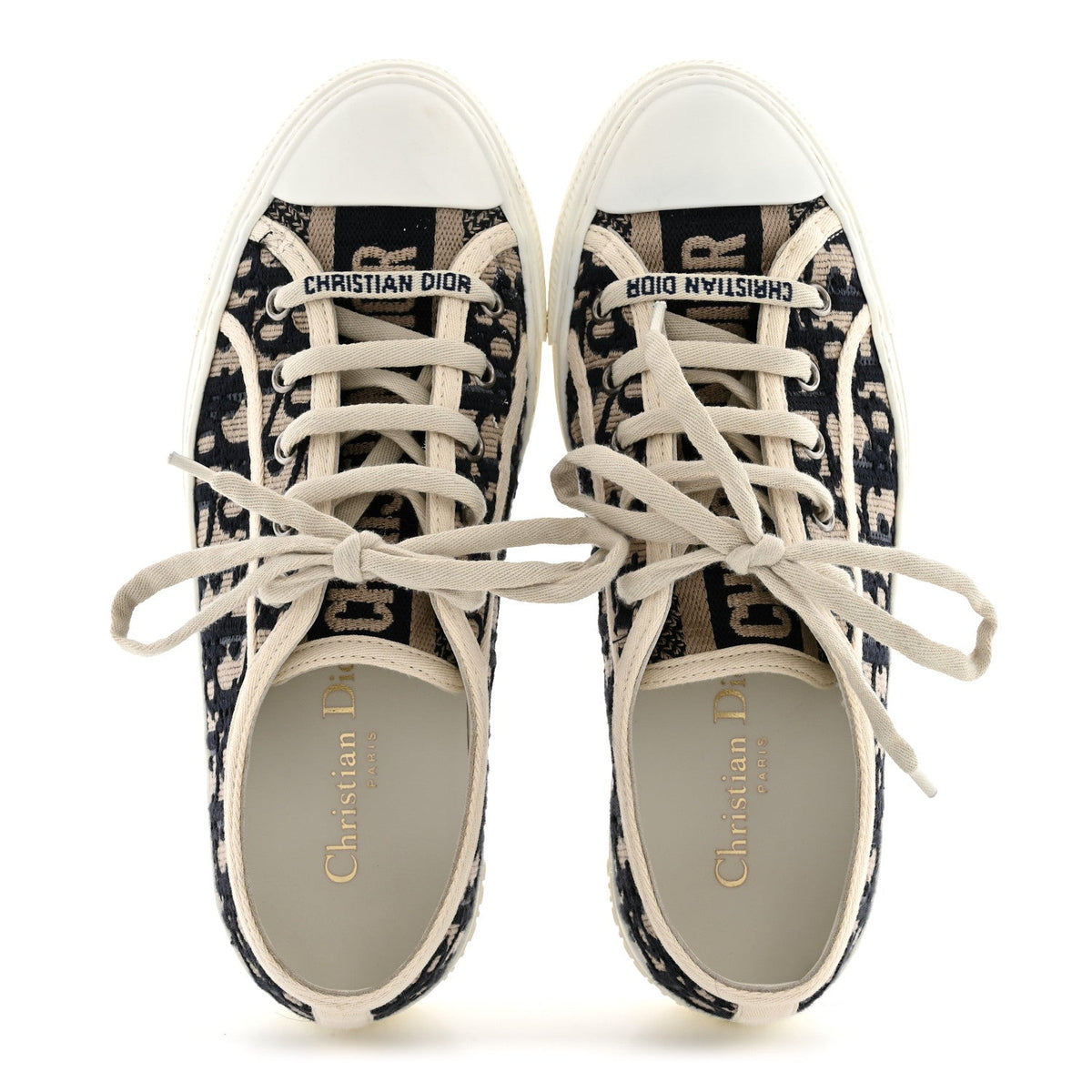 Canvas Oblique Walk'N'Dior Low Top Sneakers 36 Deep Blue